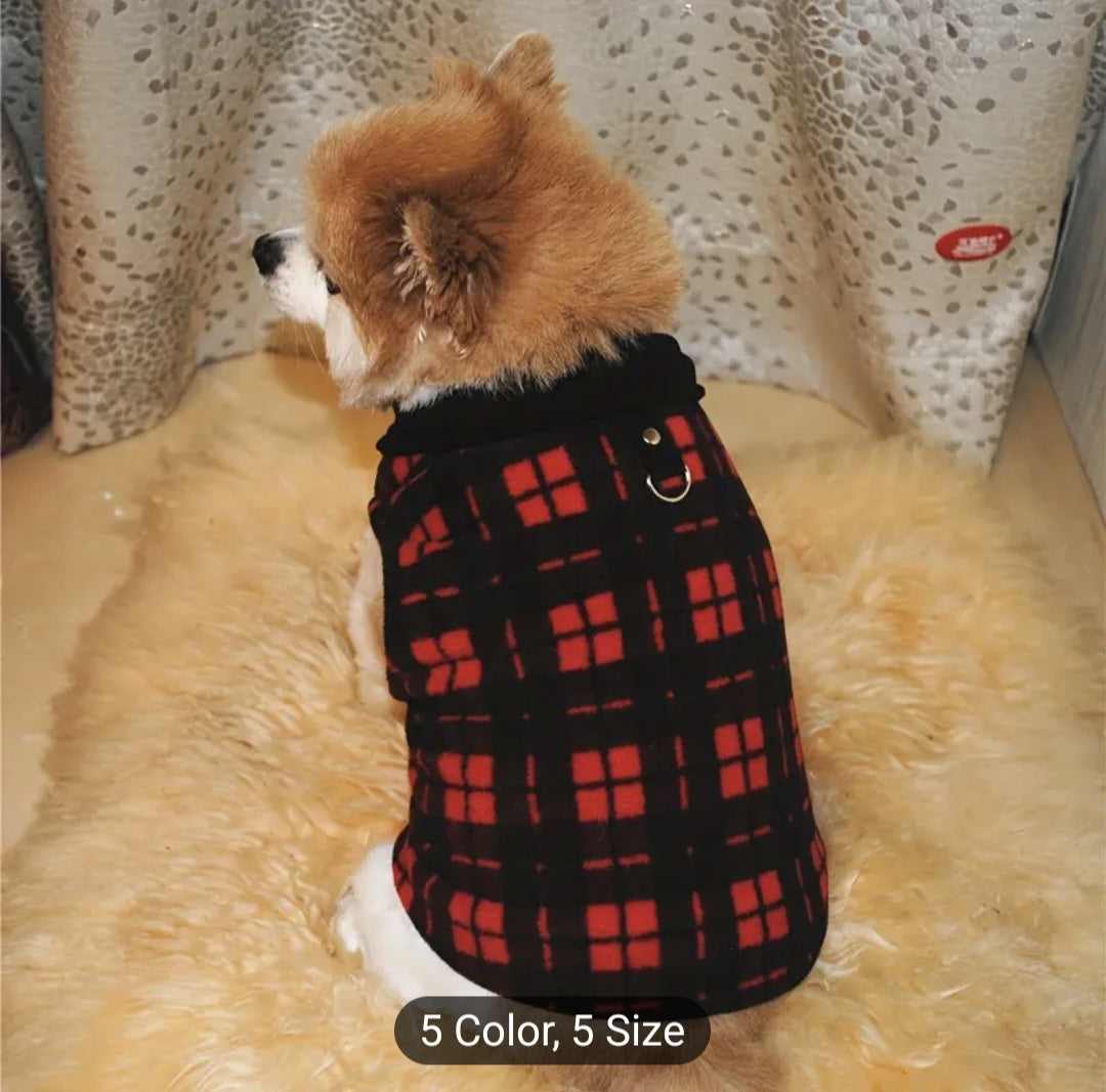 Microfleece Vest Plaid -RED