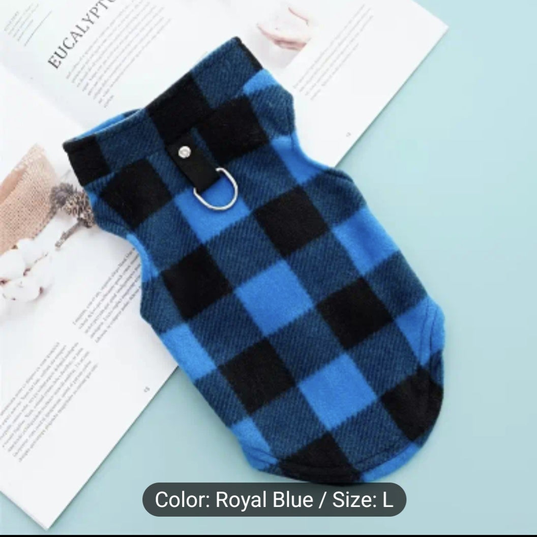 Microfleece Vest Plaid - Royal Blue