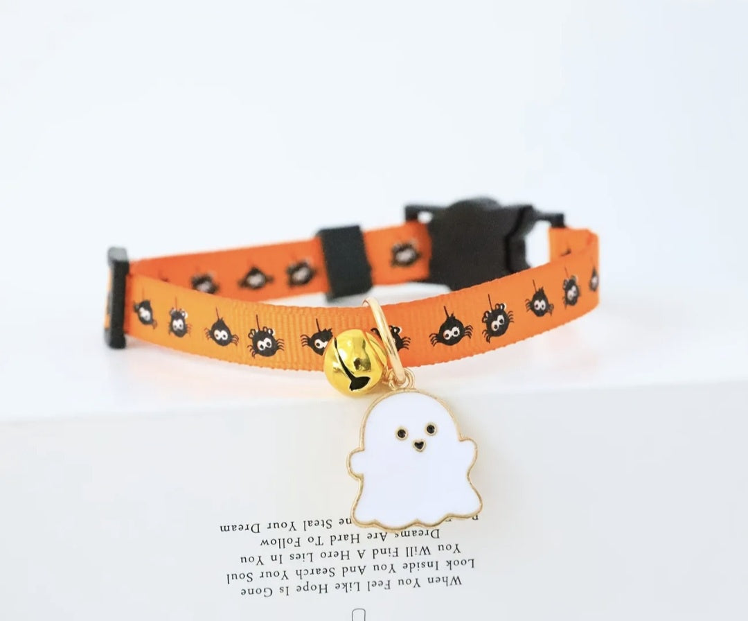 Small Halloween Collar with Ghost Charm